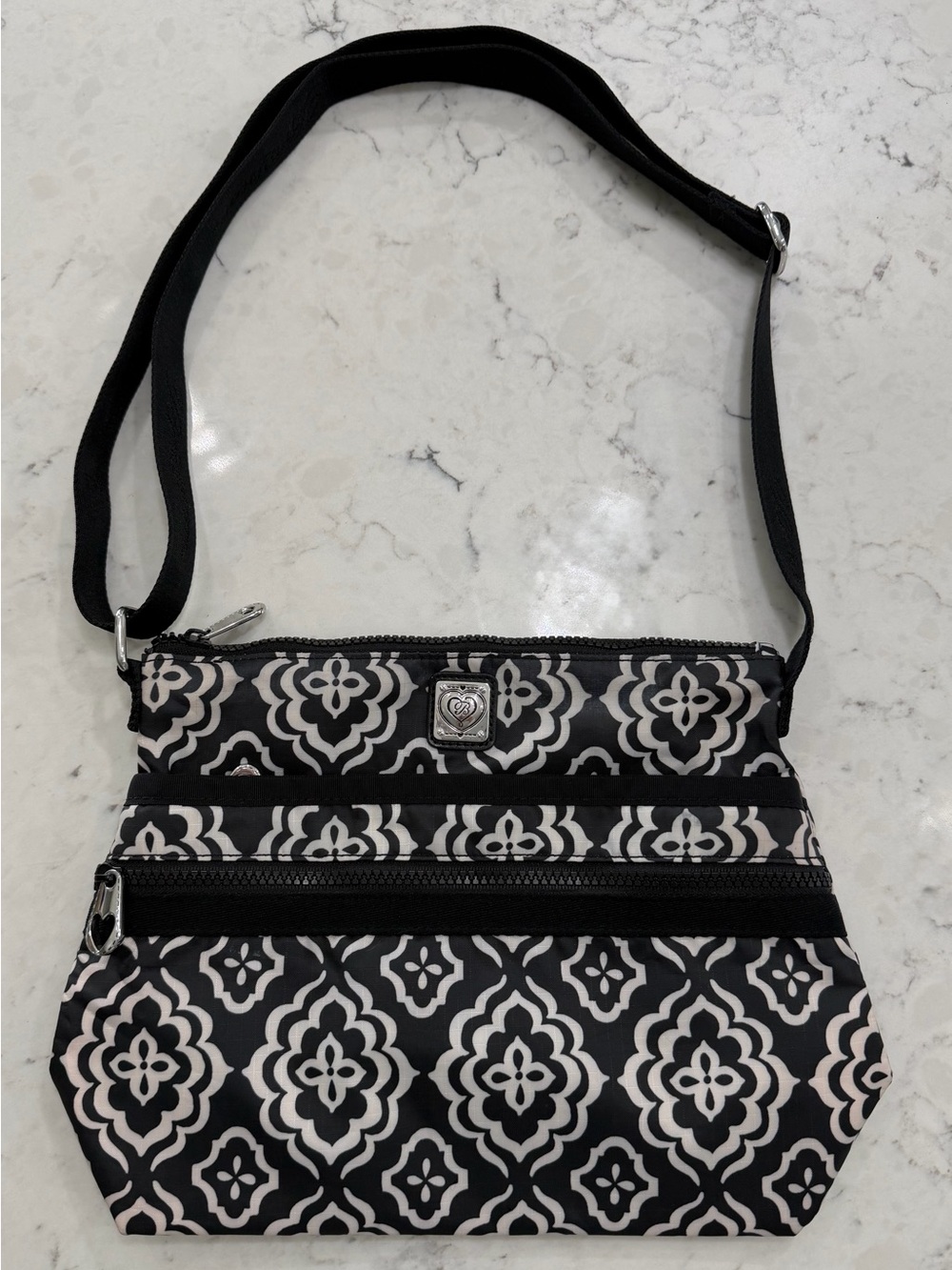Brighton Black and White Patterned Crossbody Bag